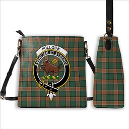 ScotsTee Shop Scottish Pollock Crest Tartan Bucket Bag Ladies Shoulder Bag Midi