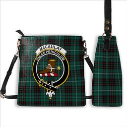 ScotsTee Shop Scottish MacAulay of Lewis Modern Crest Tartan Bucket Bag Ladies Shoulder Bag Midi
