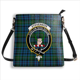 ScotsTee Shop Scottish Stevenson Hunting Red Stripe Crest Tartan Bucket Bag Ladies Shoulder Bag Midi