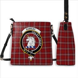 ScotsTee Shop Scottish Ramsay Angus & Mearns Crest Tartan Bucket Bag Ladies Shoulder Bag Midi