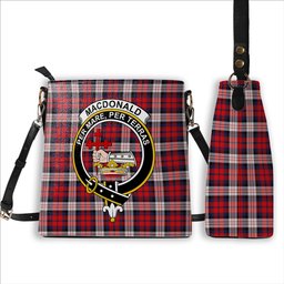 ScotsTee Shop Scottish MacDonald Dress Irish Modern Crest Tartan Bucket Bag Ladies Shoulder Bag Midi