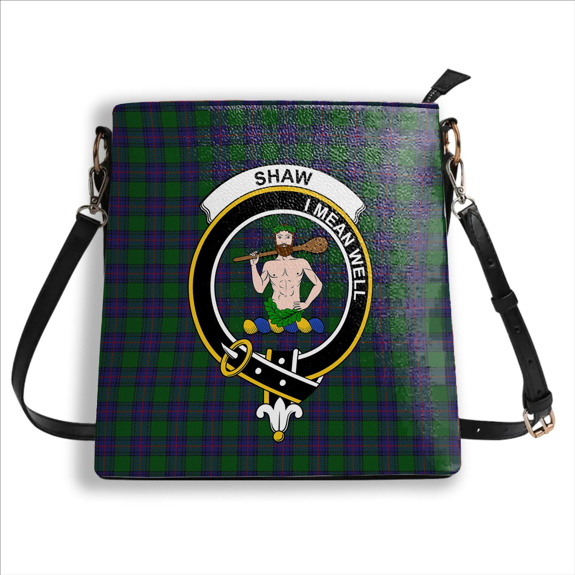 ScotsTee Shop Scottish Shaw Crest Tartan Bucket Bag Ladies Shoulder Bag Midi
