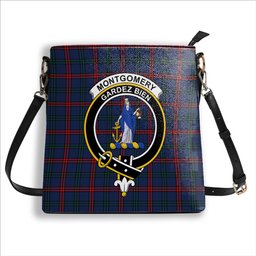 ScotsTee Shop Scottish Montgomery of Ayrshire Modern Crest Tartan Bucket Bag Ladies Shoulder Bag Midi
