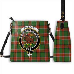 ScotsTee Shop Scottish Pollock Ancient Crest Tartan Bucket Bag Ladies Shoulder Bag Midi