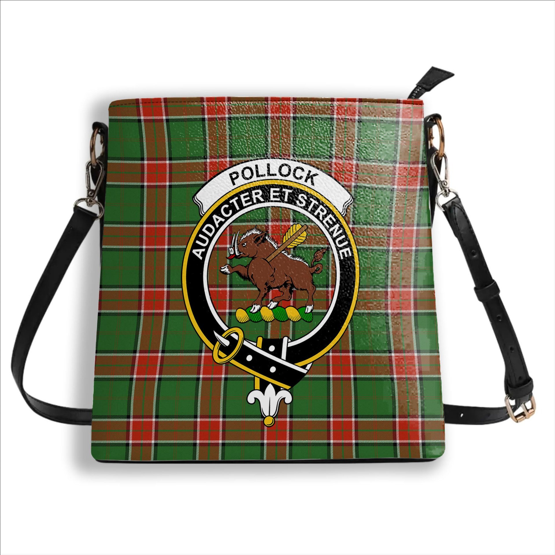 ScotsTee Shop Scottish Pollock Ancient Crest Tartan Bucket Bag Ladies Shoulder Bag Midi