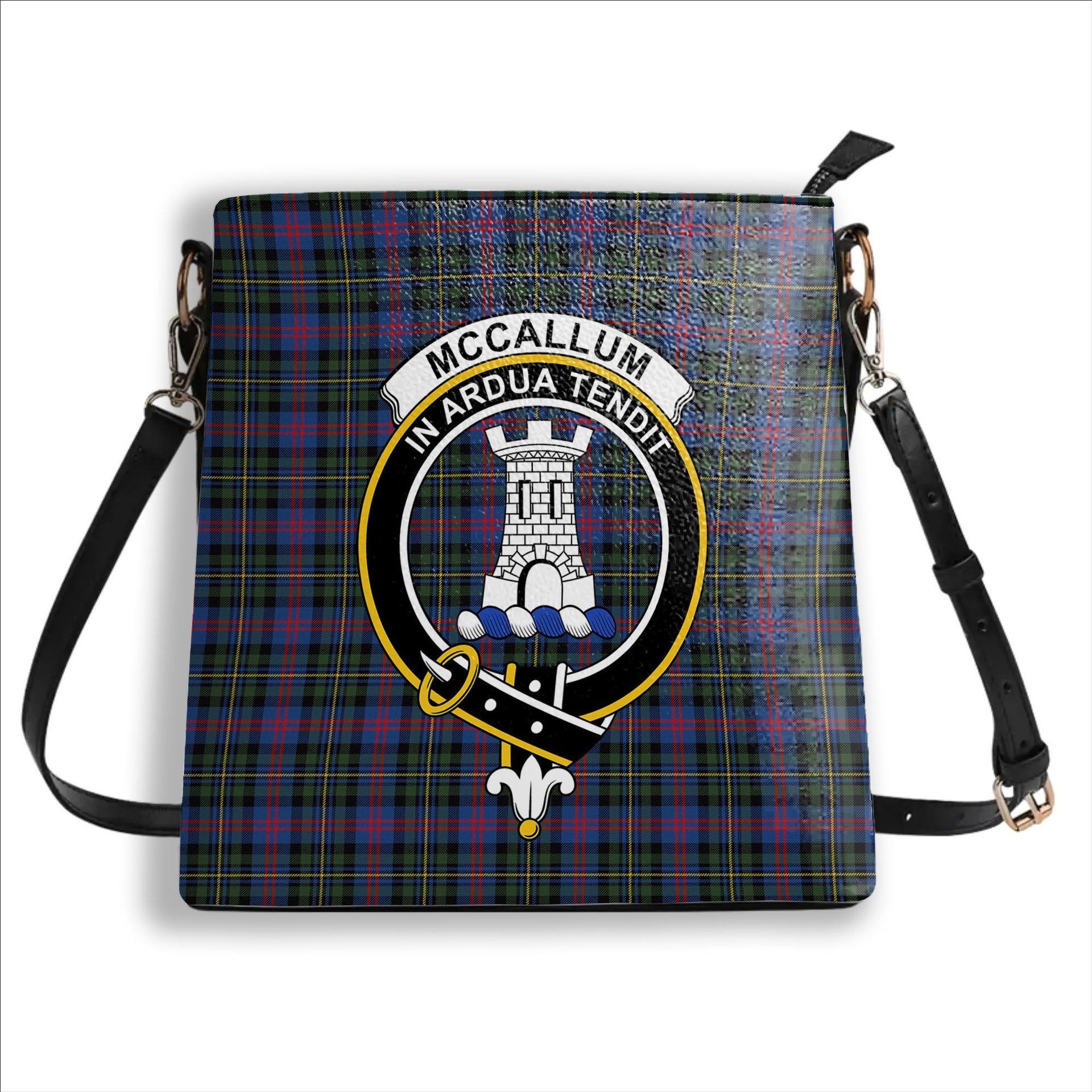 ScotsTee Shop Scottish McCallum of Berwick Modern Crest Tartan Bucket Bag Ladies Shoulder Bag Midi