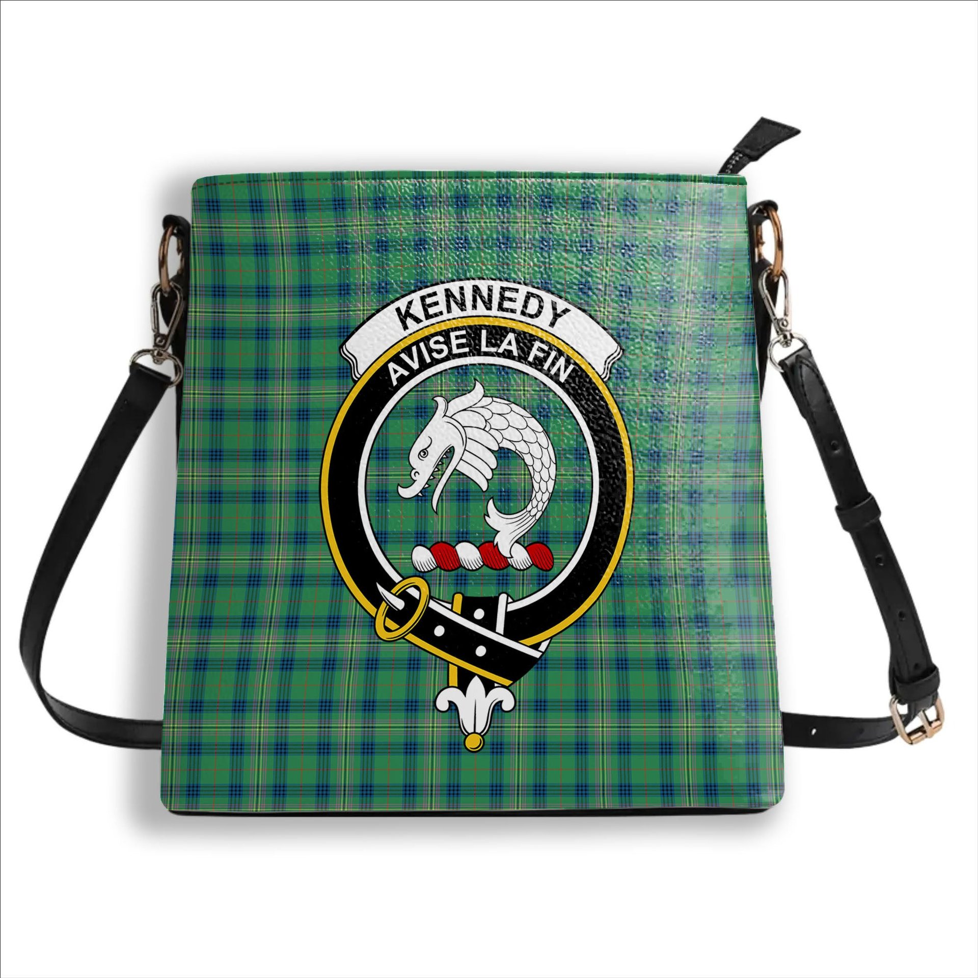 ScotsTee Shop Scottish Kennedy Ancient Crest Tartan Bucket Bag Ladies Shoulder Bag Midi