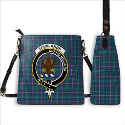 ScotsTee Shop Scottish Sandilands Crest Tartan Bucket Bag Ladies Shoulder Bag Midi