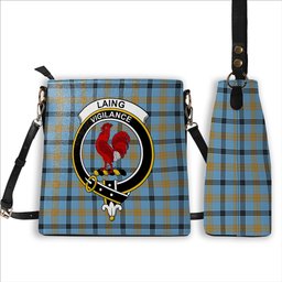 ScotsTee Shop Scottish Laing Ancient Crest Tartan Bucket Bag Ladies Shoulder Bag Midi