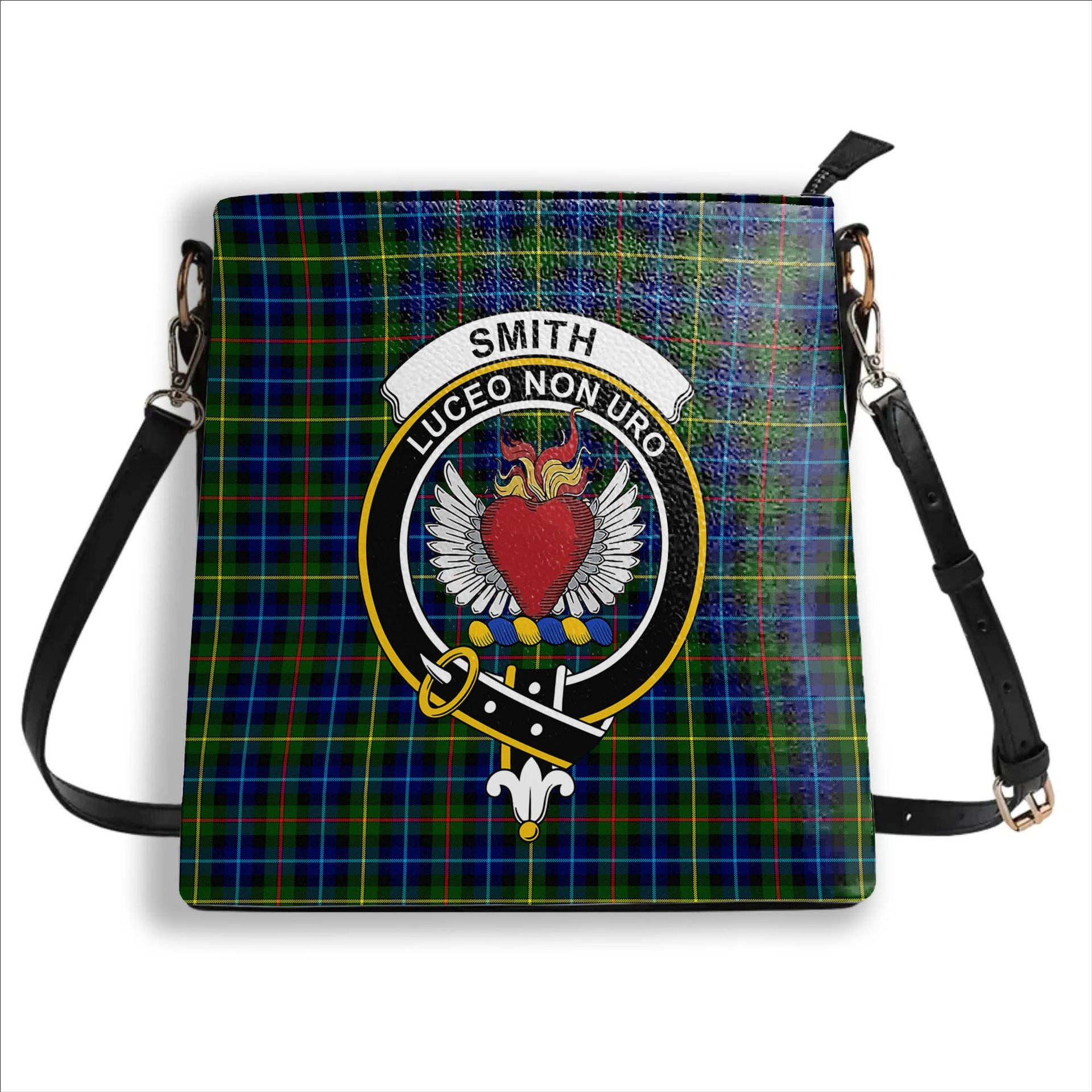 ScotsTee Shop Scottish Smith Modern Crest Tartan Bucket Bag Ladies Shoulder Bag Midi
