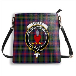 ScotsTee Shop Scottish Logan Modern Crest Tartan Bucket Bag Ladies Shoulder Bag Midi