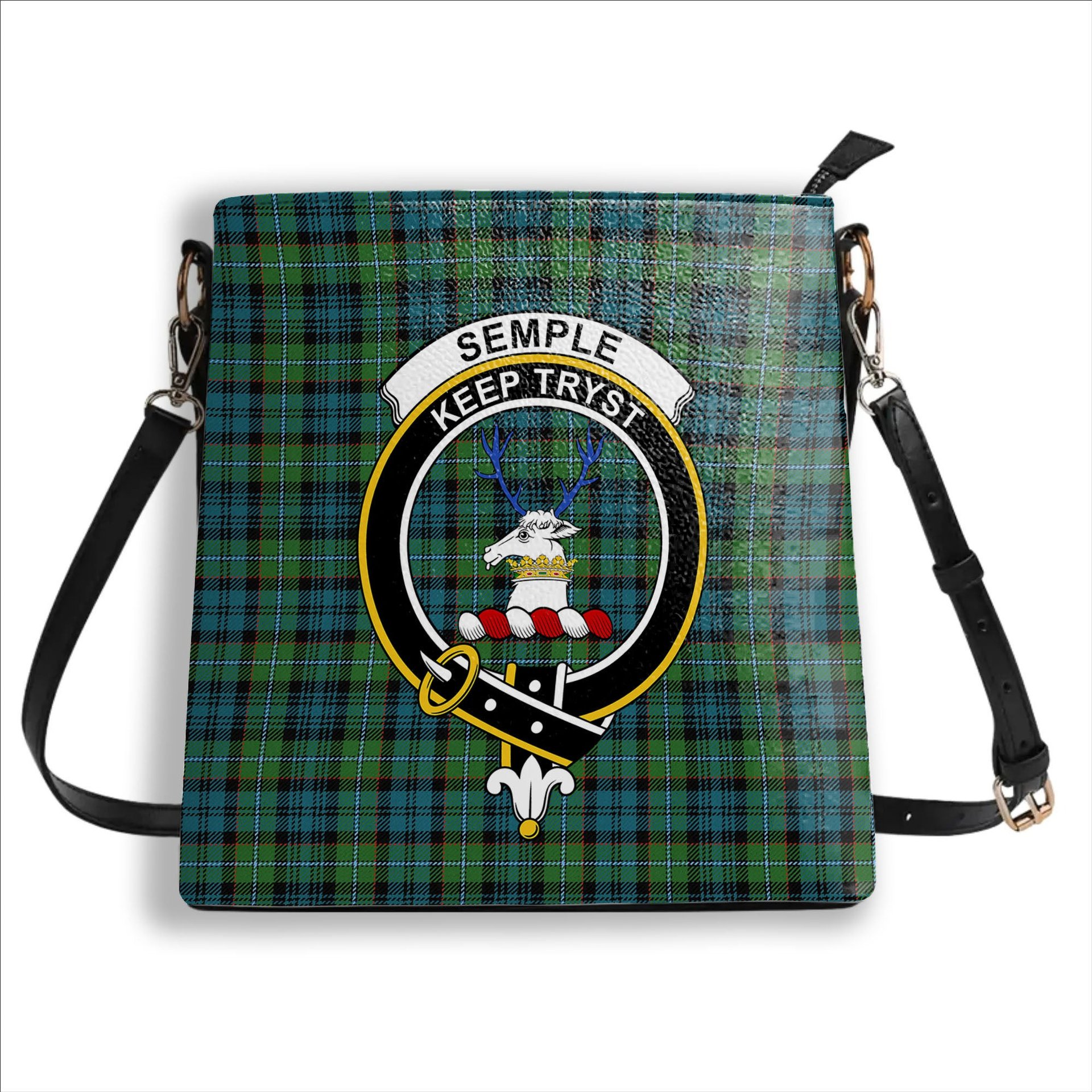 ScotsTee Shop Scottish Semple Ancient Crest Tartan Bucket Bag Ladies Shoulder Bag Midi