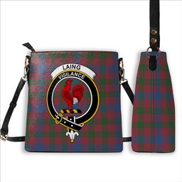 ScotsTee Shop Scottish Laing Artefact Ancient Crest Tartan Bucket Bag Ladies Shoulder Bag Midi