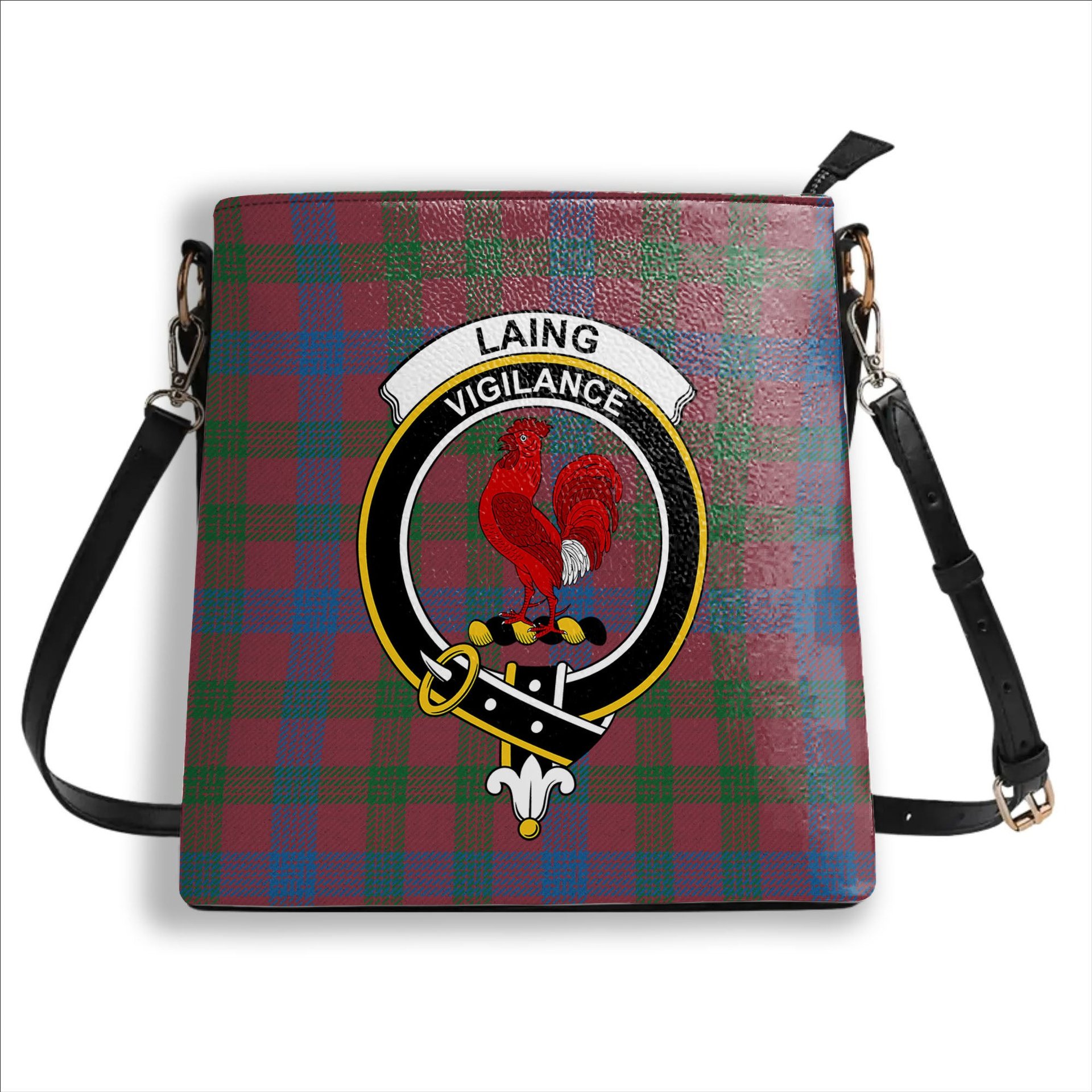 ScotsTee Shop Scottish Laing Artefact Ancient Crest Tartan Bucket Bag Ladies Shoulder Bag Midi