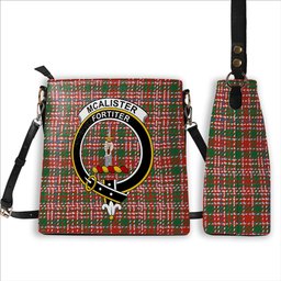ScotsTee Shop Scottish McAlister Ancient Crest Tartan Bucket Bag Ladies Shoulder Bag Midi