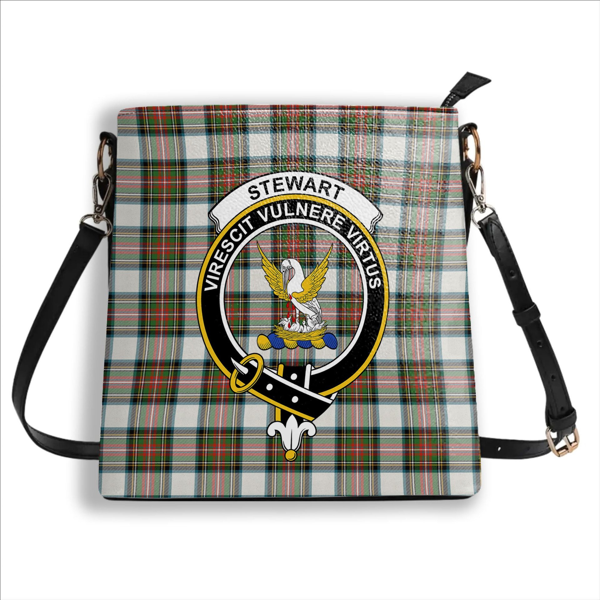 ScotsTee Shop Scottish Stewart Dress Ancient Crest Tartan Bucket Bag Ladies Shoulder Bag Midi
