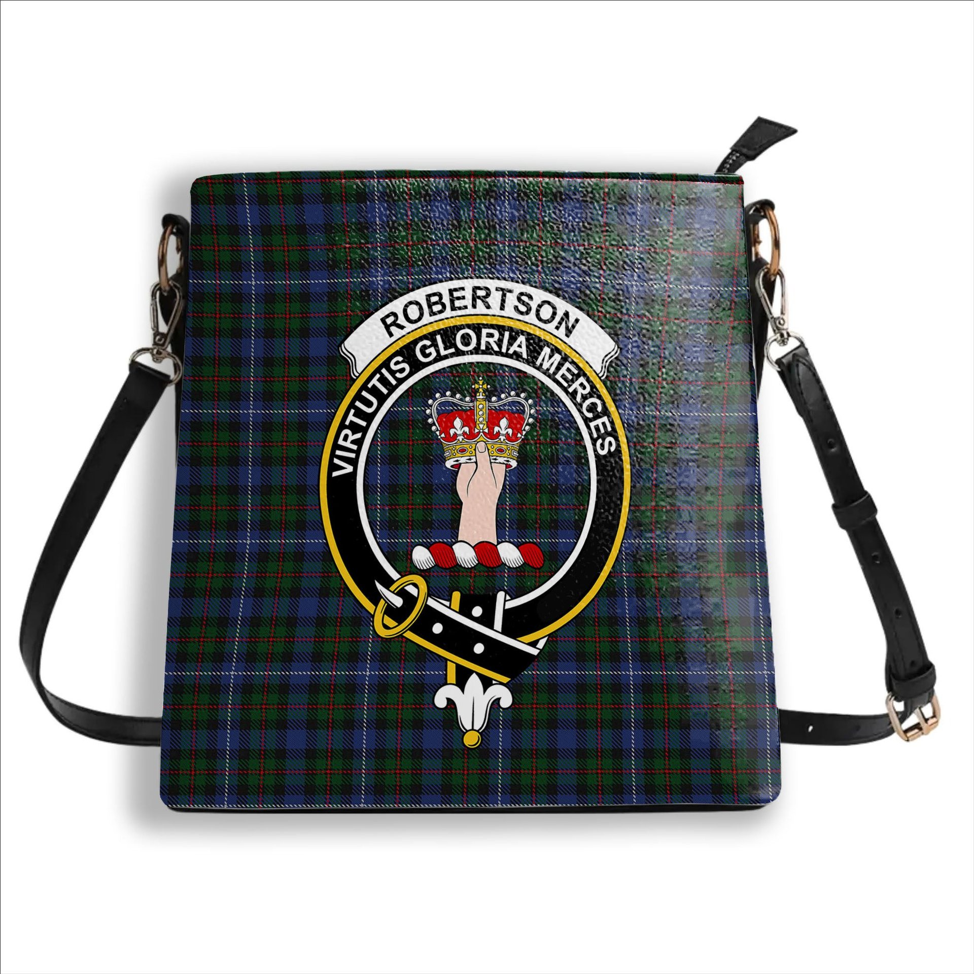 ScotsTee Shop Scottish Robertson Hunting Crest Tartan Bucket Bag Ladies Shoulder Bag Midi