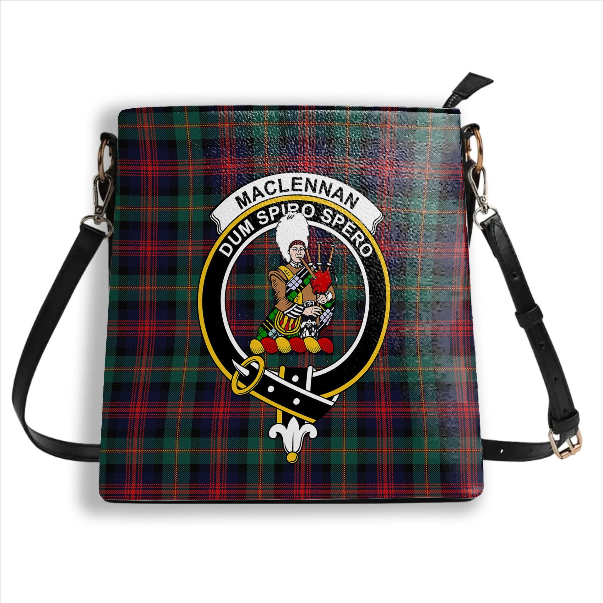 ScotsTee Shop Scottish MacLennan Modern Crest Tartan Bucket Bag Ladies Shoulder Bag Midi