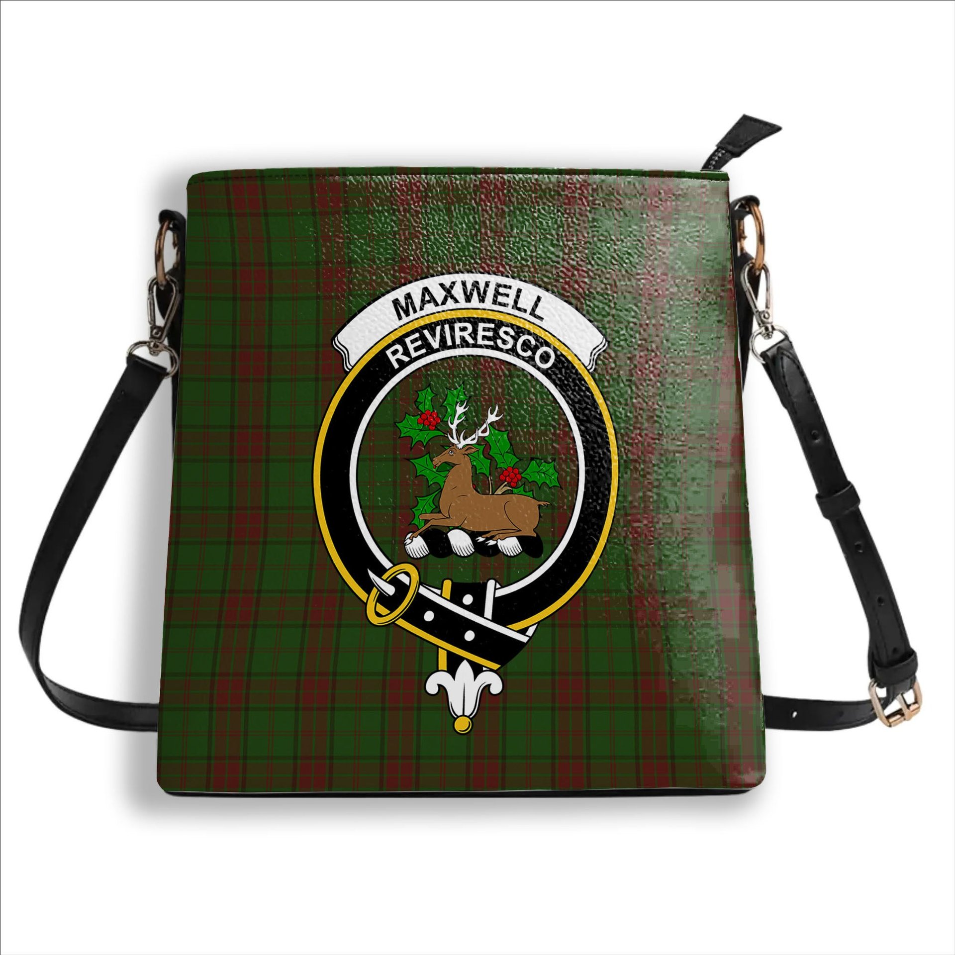 ScotsTee Shop Scottish Maxwell Hunting SC Crest Tartan Bucket Bag Ladies Shoulder Bag Midi
