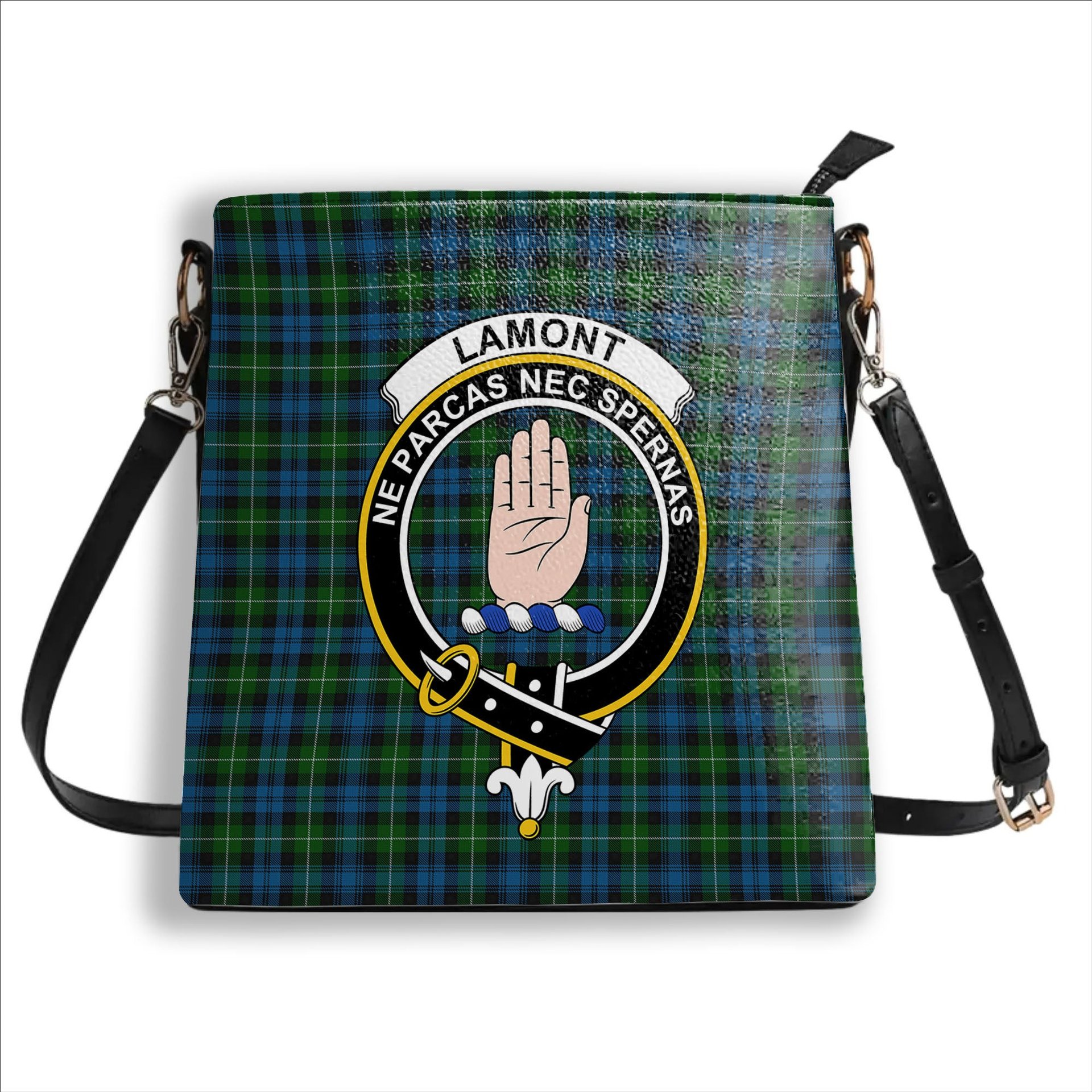 ScotsTee Shop Scottish Lamont Crest Tartan Bucket Bag Ladies Shoulder Bag Midi