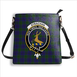 ScotsTee Shop Scottish Strachan Crest Tartan Bucket Bag Ladies Shoulder Bag Midi