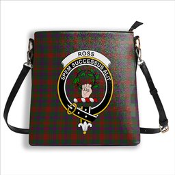 ScotsTee Shop Scottish Ross Wilsons_ Crest Tartan Bucket Bag Ladies Shoulder Bag Midi