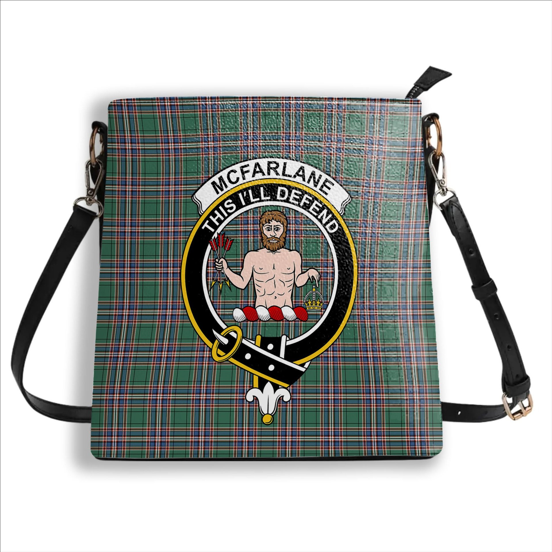 ScotsTee Shop Scottish McFarlane Hunting Ancient Crest Tartan Bucket Bag Ladies Shoulder Bag Midi