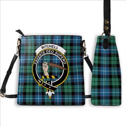 ScotsTee Shop Scottish Mitchell Ancient Crest Tartan Bucket Bag Ladies Shoulder Bag Midi