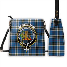 ScotsTee Shop Scottish McThomas Blue Modern Crest Tartan Bucket Bag Ladies Shoulder Bag Midi