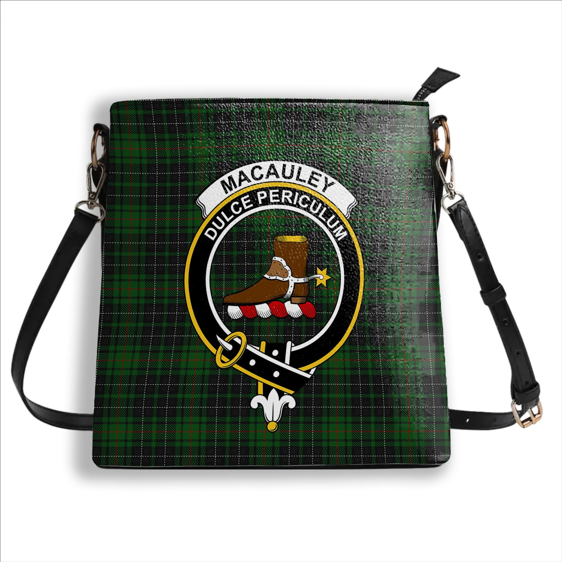 ScotsTee Shop Scottish MacAuley Hunting Crest Tartan Bucket Bag Ladies Shoulder Bag Midi