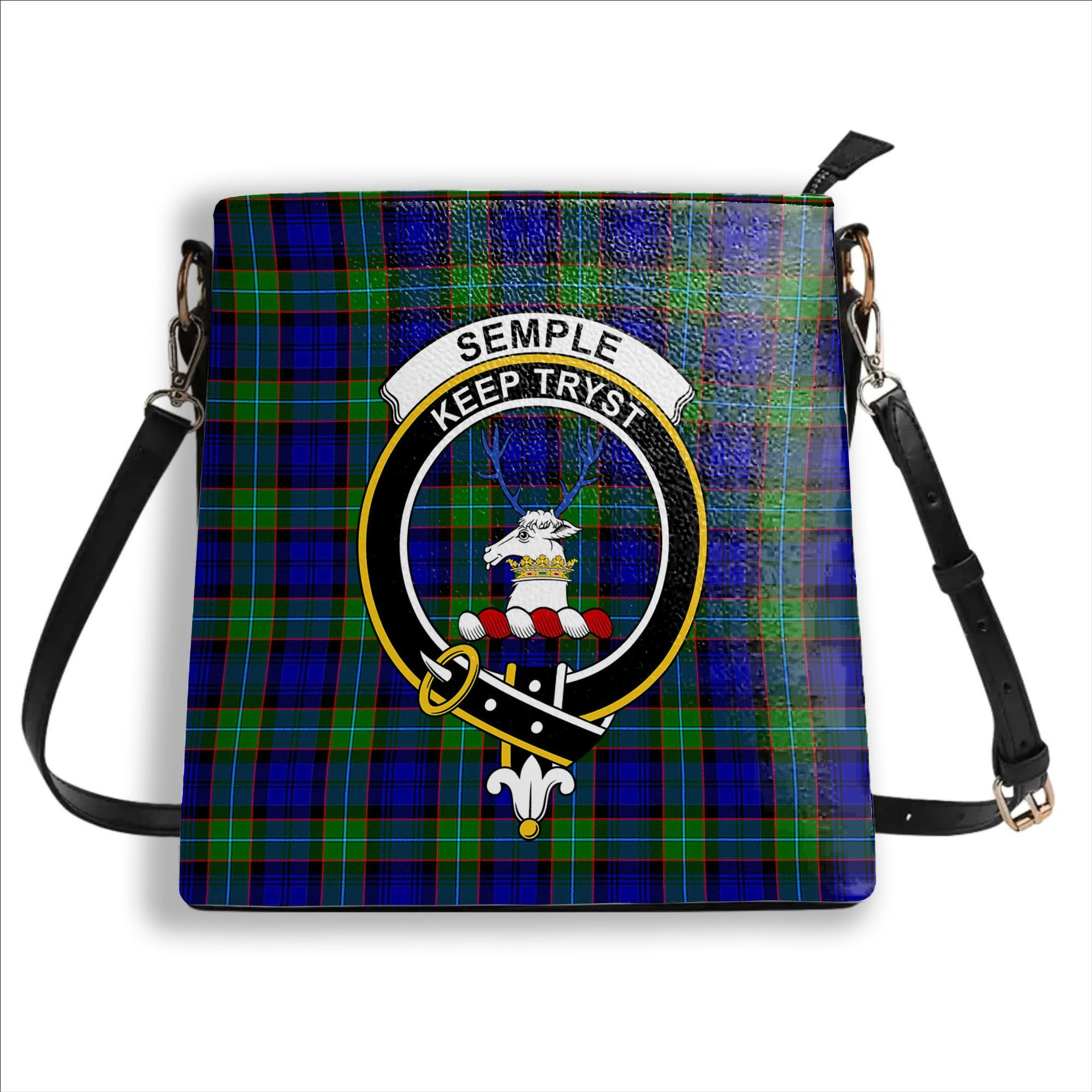ScotsTee Shop Scottish Semple Modern Crest Tartan Bucket Bag Ladies Shoulder Bag Midi