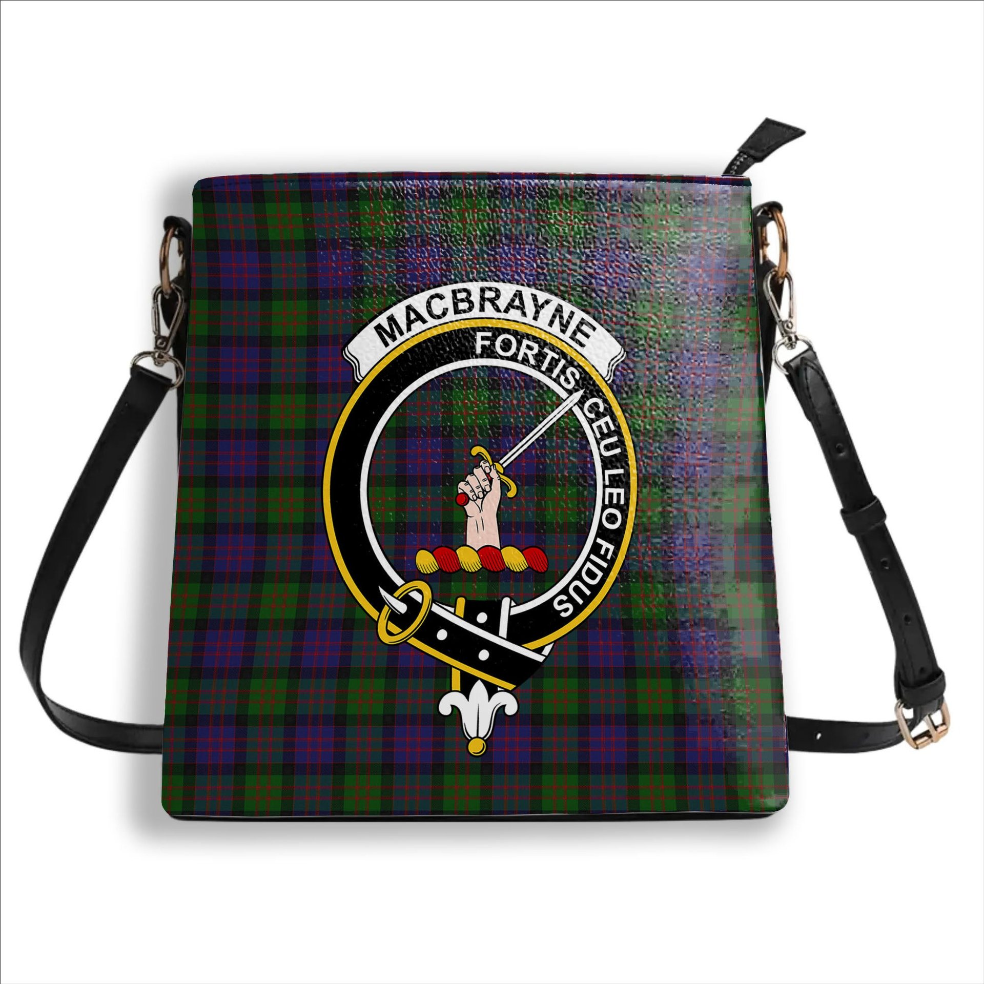 ScotsTee Shop Scottish MacBrayne Crest Tartan Bucket Bag Ladies Shoulder Bag Midi