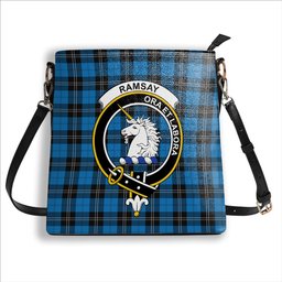 ScotsTee Shop Scottish Ramsay Blue Ancient Crest Tartan Bucket Bag Ladies Shoulder Bag Midi