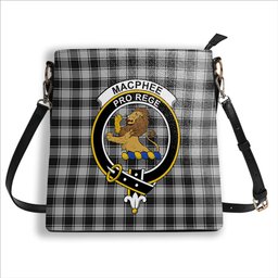 ScotsTee Shop Scottish MacPhee Black and White Crest Tartan Bucket Bag Ladies Shoulder Bag Midi