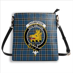 ScotsTee Shop Scottish Thompson Dress Blue Crest Tartan Bucket Bag Ladies Shoulder Bag Midi