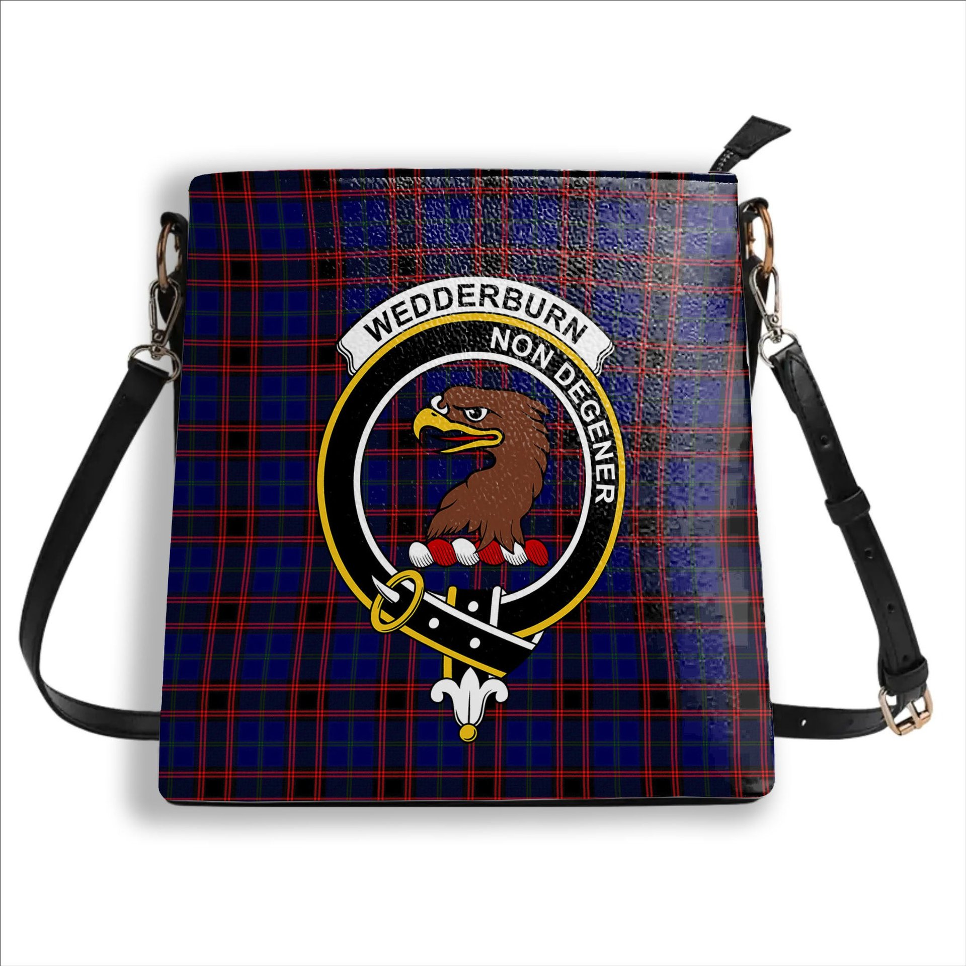 ScotsTee Shop Scottish Wedderburn Crest Tartan Bucket Bag Ladies Shoulder Bag Midi