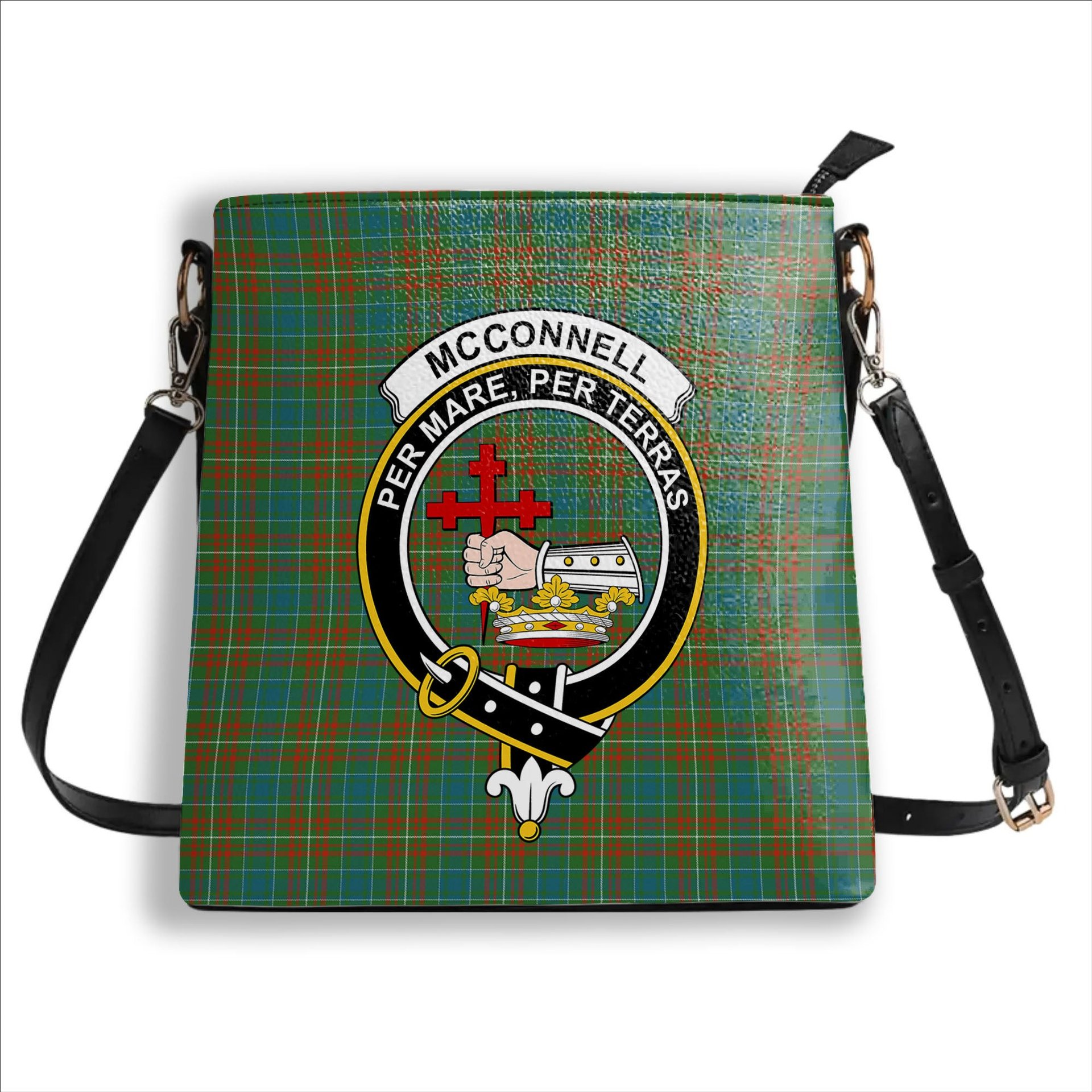 ScotsTee Shop Scottish McConnell Ancient Crest Tartan Bucket Bag Ladies Shoulder Bag Midi