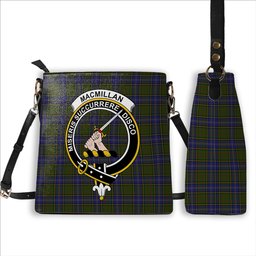 ScotsTee Shop Scottish MacMillan Hunting Modern Crest Tartan Bucket Bag Ladies Shoulder Bag Midi