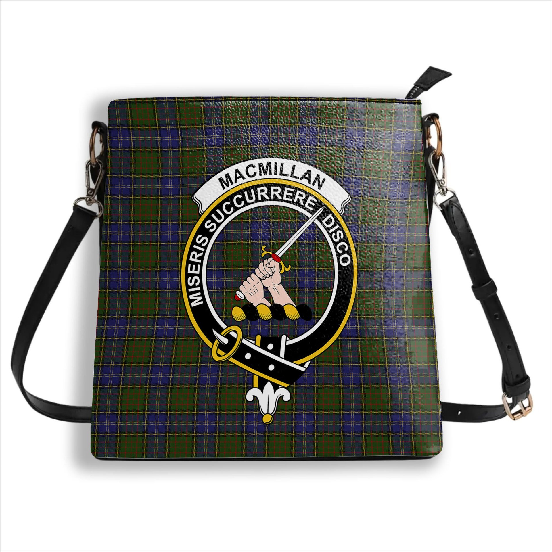 ScotsTee Shop Scottish MacMillan Hunting Modern Crest Tartan Bucket Bag Ladies Shoulder Bag Midi