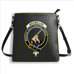 ScotsTee Shop Scottish MacMillan Hunting Modern Crest Tartan Bucket Bag Ladies Shoulder Bag Midi