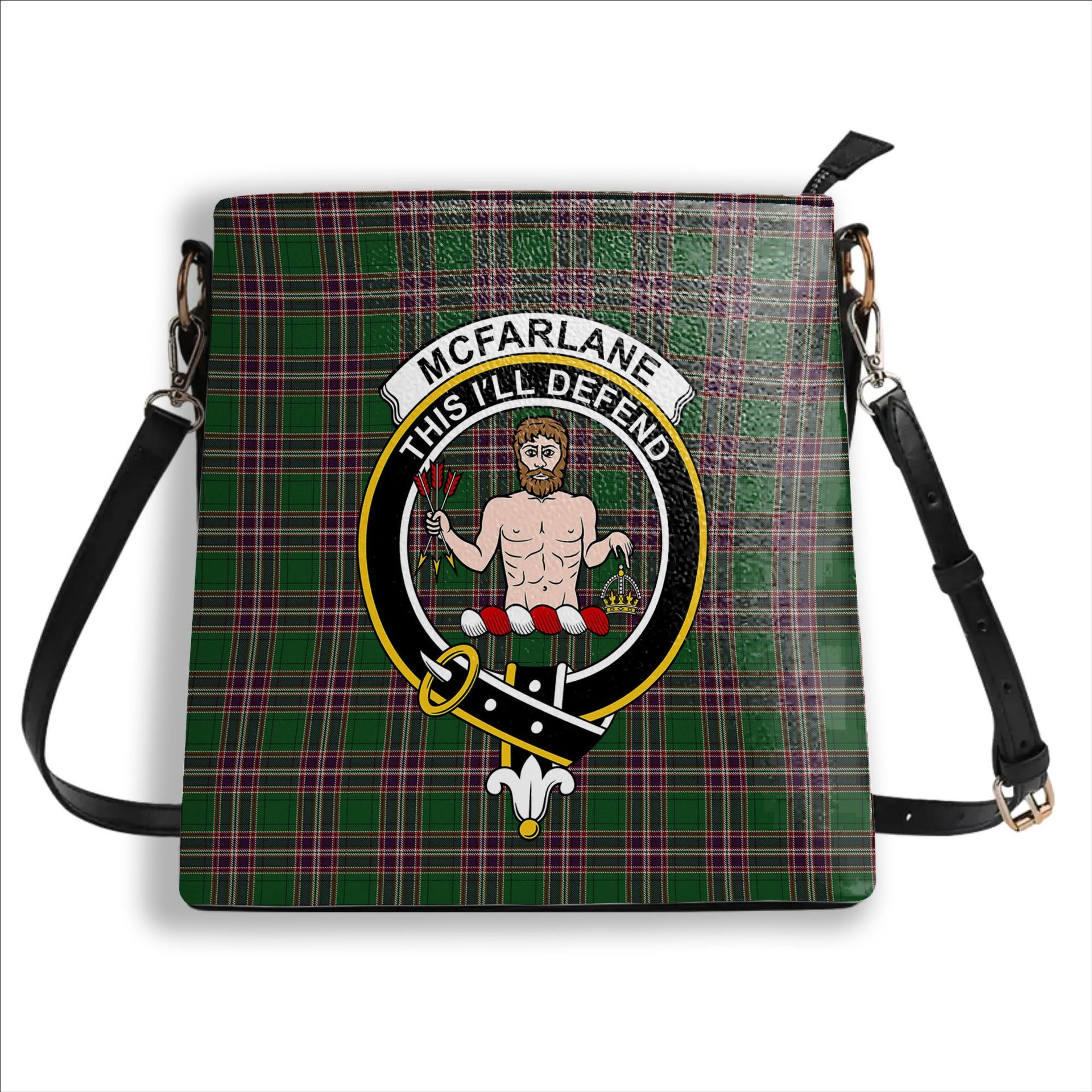 ScotsTee Shop Scottish McFarlane Hunting Crest Tartan Bucket Bag Ladies Shoulder Bag Midi
