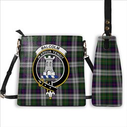 ScotsTee Shop Scottish Malcolm Dress Crest Tartan Bucket Bag Ladies Shoulder Bag Midi