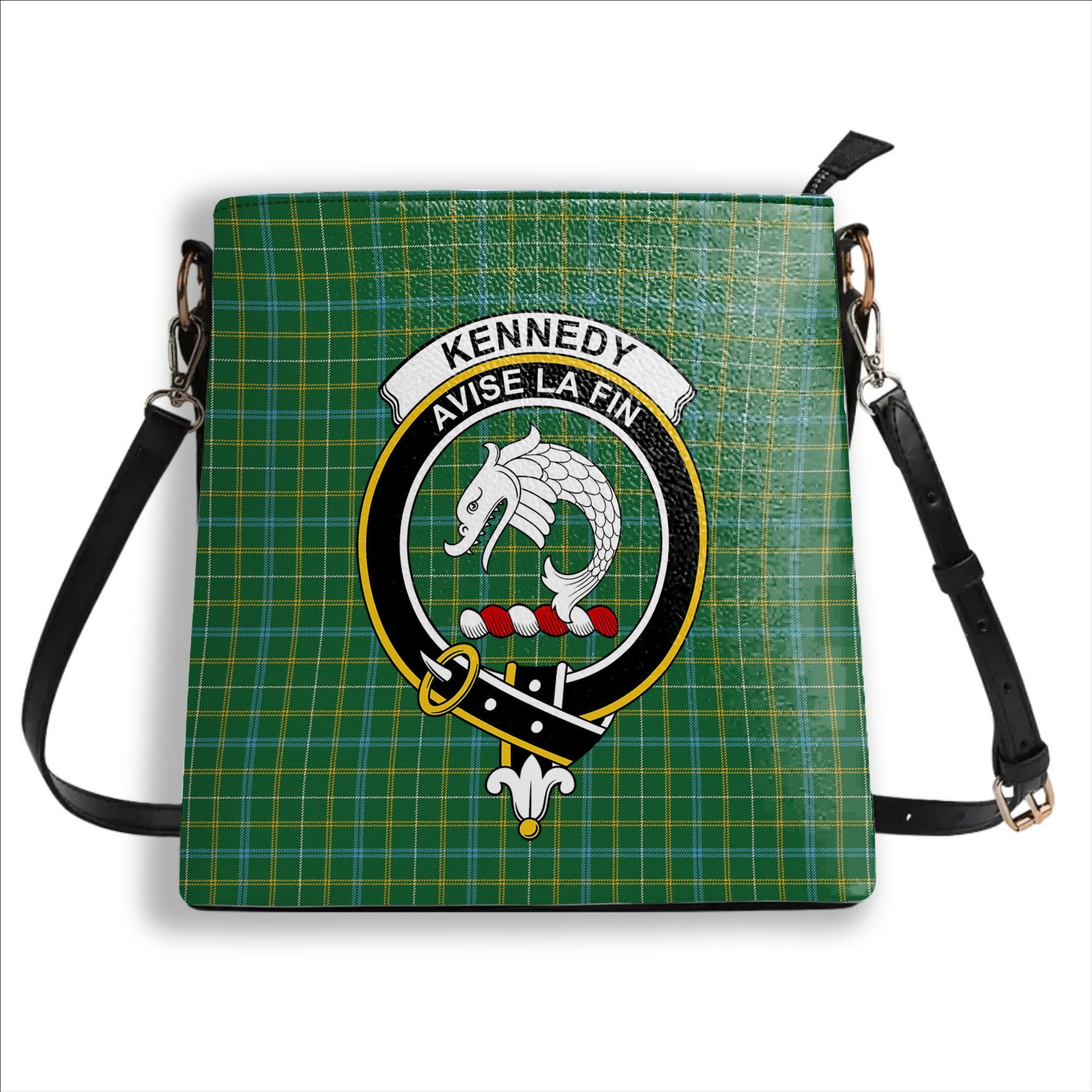 ScotsTee Shop Scottish Kennedy Irish Ancient Crest Tartan Bucket Bag Ladies Shoulder Bag Midi