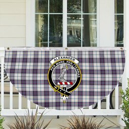 ScotsTee Shop Scottish Alexander of Menstry Dress Ancient Crest Tartan Non-Pleated Fan Flag Bunting Banner