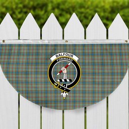 ScotsTee Shop Scottish Balfour Blue Crest Tartan Non-Pleated Fan Flag Bunting Banner