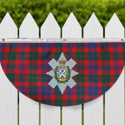 ScotsTee Shop Scottish Black Watch Pipe Band Modern Crest Tartan Non-Pleated Fan Flag Bunting Banner