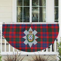 ScotsTee Shop Scottish Black Watch Pipe Band Modern Crest Tartan Non-Pleated Fan Flag Bunting Banner