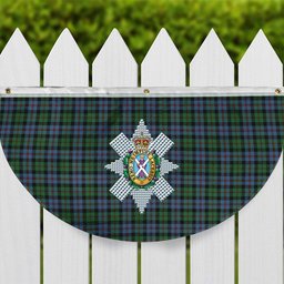 ScotsTee Shop Scottish Black Watch Coarse Kilt Ancient Crest Tartan Non-Pleated Fan Flag Bunting Banner