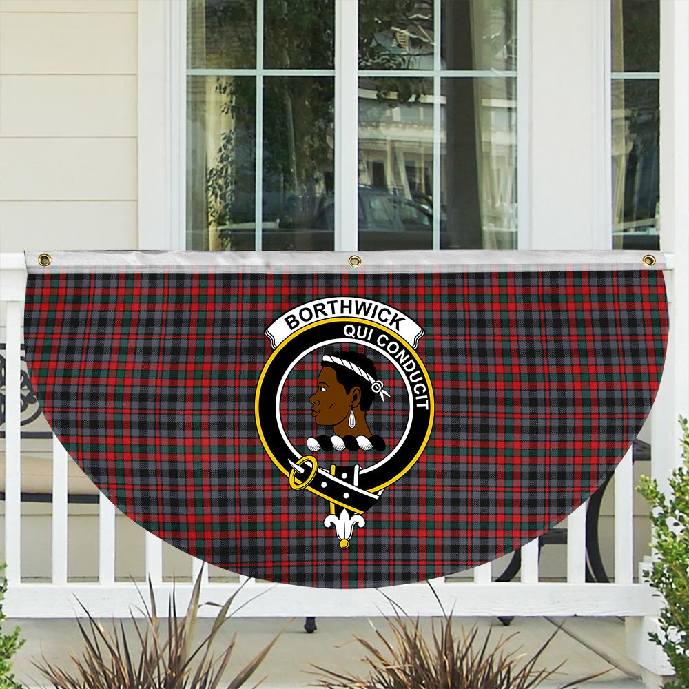 ScotsTee Shop Scottish Borthwick Modern Crest Tartan Non-Pleated Fan Flag Bunting Banner