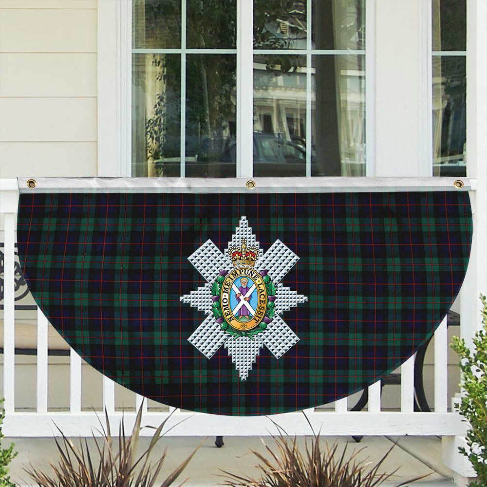 ScotsTee Shop Scottish Black Watch Coarse Kilt Modern Crest Tartan Non-Pleated Fan Flag Bunting Banner